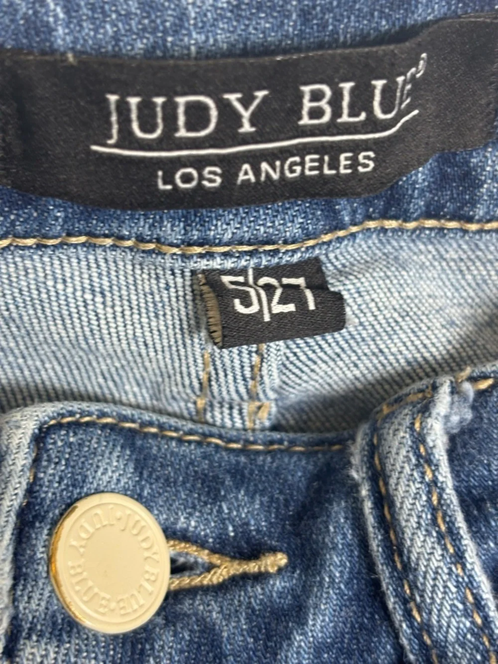 Judy Blue Women's 5/27 Mid-Blue High-Rise Cropped Skinny Jeans Frayed Split Hem - Picture 6 of 8